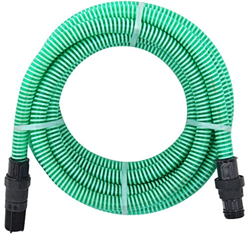 vidaXL Tuyau d'Aspiration avec Raccords en PVC Pompe de Jardin Tuyau d'Arrosage Installations d'Eau Domestique Filtres à Eau Vert 1 7 m PVC