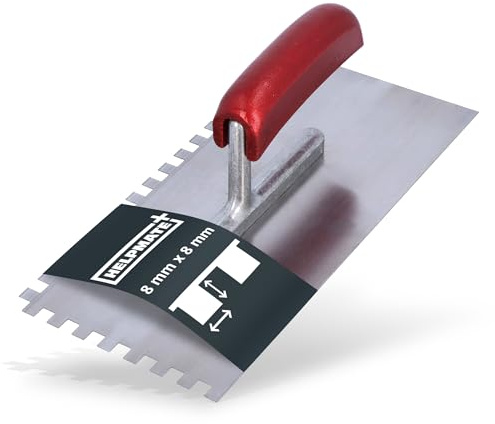 HELPMATE – Glättekelle gezahnt 8x8 mm – 230x130 mm – Stahl | Zahnspachtel aus deutscher Herstellung – ideal zum Auftragen von Spachtelmasse & Fliesenkleber