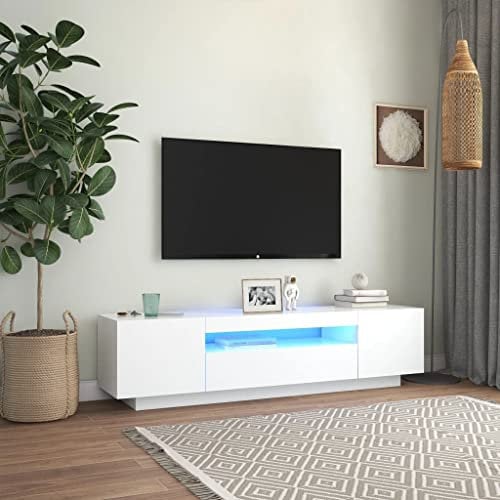 Mobile Porta TV,mobile tv soggiorno mobile tv moderno con Spazio di Archiviazione Adatto per camera da letto, soggiorno, B&B, hotel con Luci LED Bianco 160x35x40 cm
