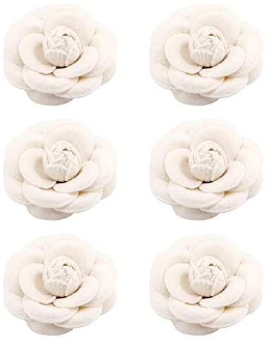 URFEDA 6pcs Fleur Broche Corsage Tissu Camélia Broche Vintage Broche Pince Veste Pull Bijoux Cadeau pour Vêtements Sacs à Dos Décor Mariage Noël Femme Vetement Décoration Accessoires Beige