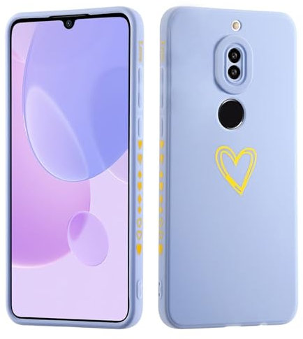 JIEZUIMEI Cover per Huawei Mate 10 lite,Custodia con Amore Cuore per Donna TPU Silicone Morbido Antiurto Protezione Fotocamera Cover,Motivo Cuore per Ragazze Donna Cover-blu