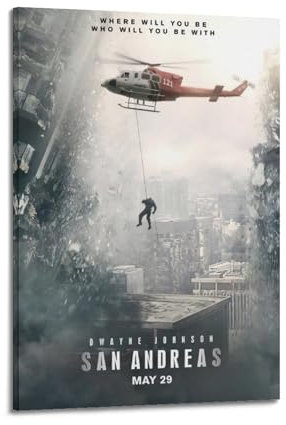 GLUC San Andreas Poster, klassisches Film- und Fernsehposter, Album, Poster, Teenagerzimmer, Wanddekoration, 30 x 45 cm, Rahmenstil