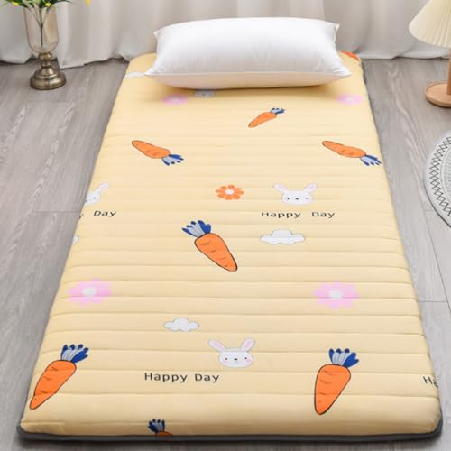 XDone Gelbe verdickte 5 cm weiche Futon-Matratze, japanische Tatami-Matte, tragbar, aufrollbare Matratze, faltbare Schlafunterlage für Zuhause, Camping, Couch