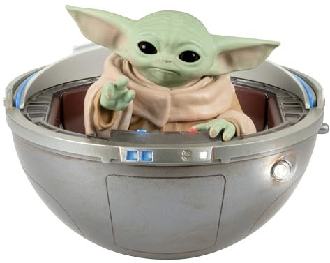 Hallmark Keepsake Weihnachtsschmuck 2024 Star Wars - The Mandalorian Grogu im schwebenden Kinderwagen mit Licht, Sound und Bewegung, Geschenke für Star Wars Fans