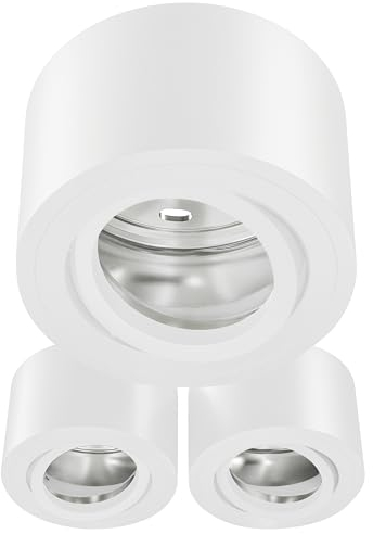 MATO 3x Aufputz Spot weiß - extra flach & schwenkbar - Ø80x50mm - Aufputz Spots Decke ohne Leuchtmittel - Deckenspots, Aufbaustrahler, Aufbauleuchte für LED Module mit 50mm