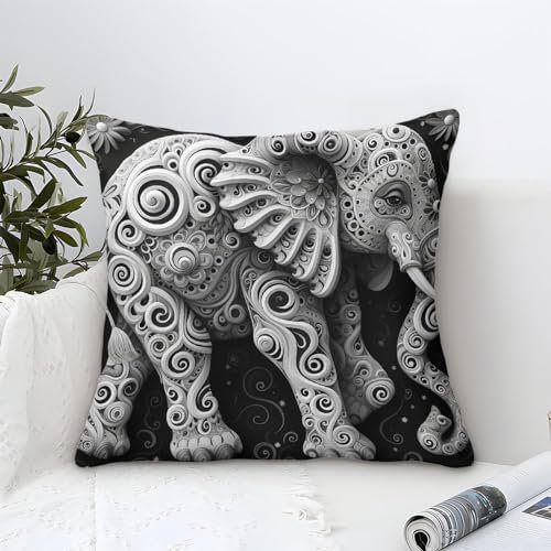 BLISSCOZY Elefant 3D Kissenbezüge Dekokissen Sofakissen Geschenke Für Familien Und Urlaub 45x45cm
