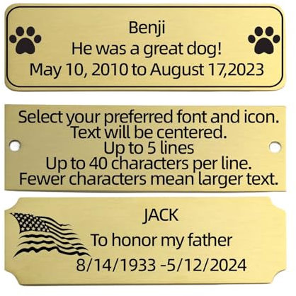 QIPAN Custom Engraved Metal Name Plate,Personalized Name Plaque,Thickened Brushed Metal Custom Laser Engraving Plaques with Adhesive or Hole(with screws) (Gold, Large)