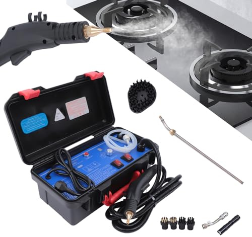 Tragbarer Dampfreiniger, 3000W Dampfreiniger Handgerät mit Lange Sprühdüse, Heiß- und Kaltwasserdüse, 3-3.5 Bar Druck, Dampf Temperatur 100-115℃, für Sofas