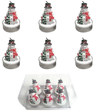 Durdiiy Christmas Tealight Candles 6 Pcs Scented Candles Handmade Delicate Snowman Xmas Tree Shaped Aromatherapy Candles Relieves Stress Relaxation for Party Anniversary Home Wedding Decoration Gifts