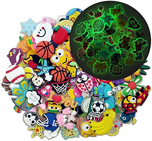 100 Pieces Shoe Charms for Shoe Decoration 30 Luminous Can Glow in the Dark Different Shape Design for Shoe Wristband Bracelet