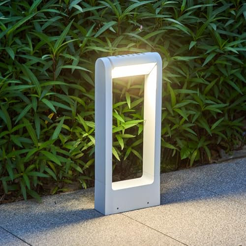 topmo-plus potelet eclairage exterieur Blanc lampadaires pour chemins lampe exterieur terrasse pilier portail jardin pelouse Réglable 12W LED SMD Blanc naturel 40cm