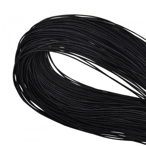 100Meter Rund Schwarz Elastische Gummikordel, 0.8mm Gummizug, Gummiband, Gummiband Nähen, Elastische Schnur, Gummilitze, Gummikordel, Gummibänder Elastisches, Elastisches Seil, Maskenband (Black)