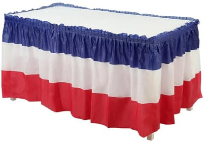 Gacqpli Plinthe de Table Patriotique | Vaisselle autocollante du 4 Juillet | Décorations du Jour de l'indépendance, Jupes de Table Rouge Bleu Blanc Memorial Day