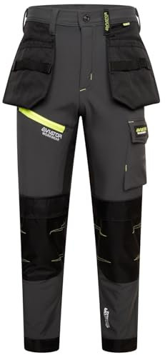 Builder Worker Mechanic Trouser Mens Lightweight Cargo Combat Work Trousers with Knee Pad Pockets Black, Grey Work Trousers Men, Size 28,30,32,34,36,38,40