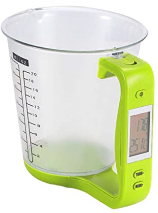 Garneck Taza Medidora Digital Con Pantalla Lcd Balanza Precisa De 1000 G/1 G Elegante Cuerpo De Pc Mango Abs Para Color Verde Claro
