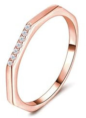 Grewod Trauringe Damen Rosegold 375 Zart Weiß Rund Moissanit Edelstein Verlobungsring Ring Größe 58 (18.5)