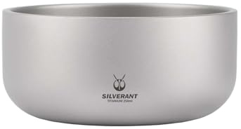 SILVERANT Bol à double paroi, ultra léger et portable pour farine d'avoine, riz, soupe, camping, vaisselle (250 ml)