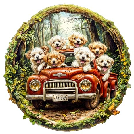 SECOGM Holzpuzzle Erwachsene, 100 Teile Puzzle Hund, Holz Puzzle Erwachsene, 21.5x21.5cm Wooden Puzzle, Unregelmäßige Form, ‌Premium-Holzpuzzle Geschenkbox