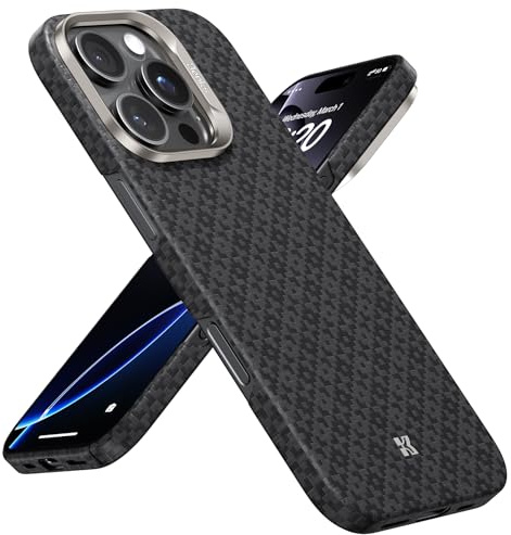 BENKS for iPhone 16 Pro Case, Compatible with Magsafe, ArmorAir ArmorGrid Ultra Slim & Lightweight Minimalist Case Built with Dupont Kevlar Aramid Fiber, Obsidian Black