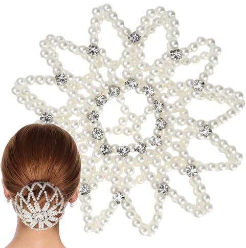Dutt-Abdeckungen für Frauenhaare Pferdeschwanz-Halter Scrunchies-Maker | Perlen-Strass-Duttnetz Scrunchies Party Arbeit Tanz Performance Sport Formelle Events Bühnenauftr