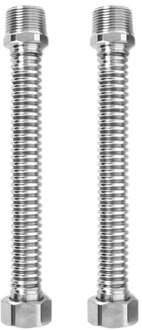 Gutol (2-Pack Stainless Steel Flexible Hose 3/4 – 20cm Length, Universal Fit for Water Heaters, Boilers & Industrial Piping