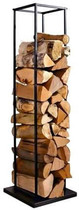 Wintem – Porta legna in Metallo 33×33×115 cm per Camino e Stufa, Design Verticale Salvaspazio, Facile da Montare e Ultra-Resistente, Ideale per Riporre Legna da Ardere