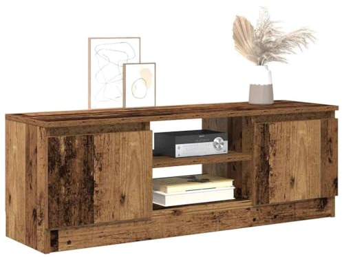 mtlskopl TV-Schrank Altholz 102x30x36 cm Holzwerkstoff Lowboard mit Tür Fernsehtisch kompakt für Wohnzimmer Flur Schlafzimmer, Modernes Design mit Stauraum