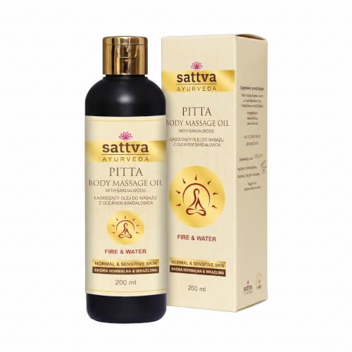 Sattva Ayurveda Ayurvedisches Massageöl Pitta – Kühlendes Körperöl für beruhigende Körpermassage, Kräuterformel, Abhyanga Ritual, 200 ml