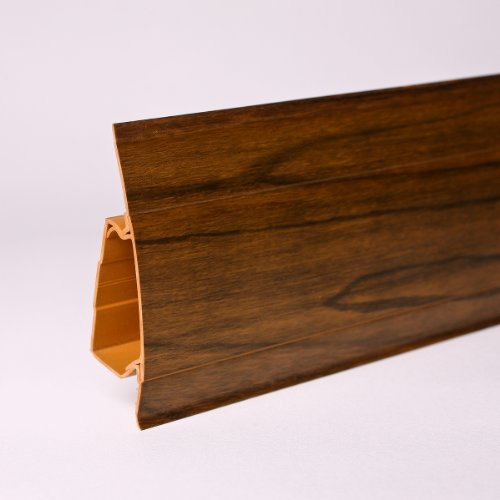 25 Meter Kunststoffsockelleiste Duo-Soft Flexleiste 64mm Nussbaum All Inclusive Paket