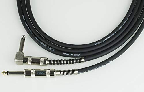 MPE - Cavo per strumenti chitarra basso tastiera Made in Italy professionale con 1 Jack Pipa Angolo 90° e 1 jack mono 6,3mm (5 MT)