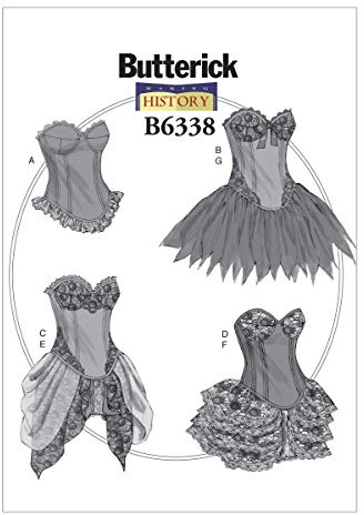 Butterick Pattern 6338, Misses Costumes,Sizes 6-14, Silk, Multi-Colour, A5 (6-8-10-12-14)