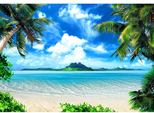 Runa Art Fototapeten 396 x 280 cm Strand und Meer - Vlies Wanddekoration Wohnzimmer Schlafzimmer - Deutsche Manufaktur - Grün Blau 9004012a