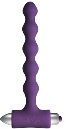 Rocks Off Petite Sensations Pearls Purple –Vibrating Anal Beads, 7 Modes (3 Speeds & 4 Patterns), Flexible Contoured Shaft, Water-Resistant, Quiet, 106g