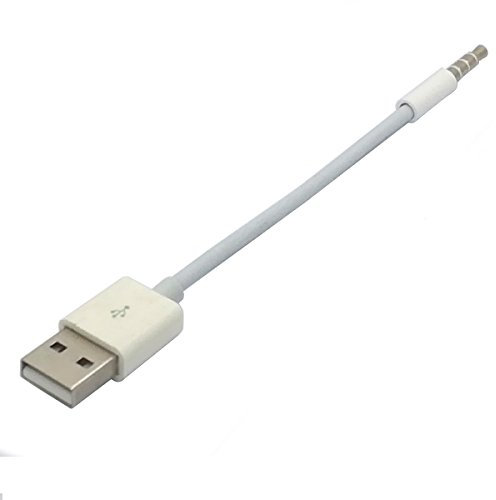 Cargador USB y Cable de sincronización de datos cable de 3,5 mm macho Audio Plug Jack a USB 2.0 Conversor adaptador de Audio para Apple iPod Shuffle 3rd 4th 5th 6th 7th Generación 11 cm