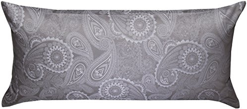 Bettwaesche-mit-Stil Mako Satin Damast Paisley Bettwäsche Garnitur Davos Kissenbezug 40x80 weiß - grau