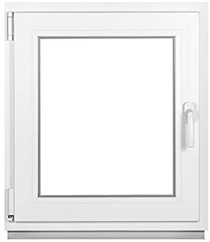 Komforta Kunststofffenster - Kellerfenster Weiß Argon Isoglas BxH: 400 x 500 mm Garagenfenster/Gartenhaus Fenster BxH: 40 x 50 cm 2-fach Verglast Din Links Funktion Dreh Kipp Fenster
