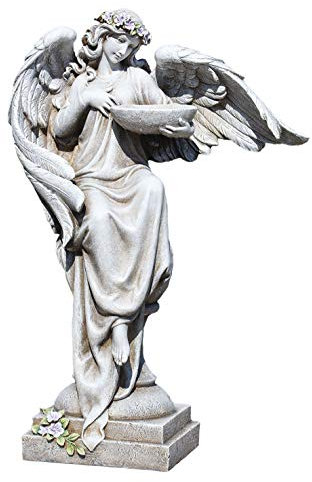 Joseph's Studio by Roman Inc., Engel mit Vogeltränke, Gartenkollektion, religiöse Statue, Heilige Familie, Gedenkstätte, Engel, Schutzpatron, Gartendekoration (38,1 x 20,3 x 50,8 cm)