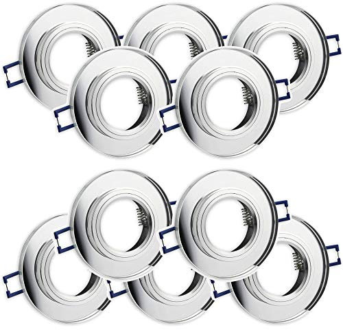 10x Einbaustrahler Rahmen Set klar - rund aus Glas - Einbaurahmen für GU10 MR16 Leuchtmittel - Ø75mm Bohrloch Einbau-Spot Strahler Einbauleuchte