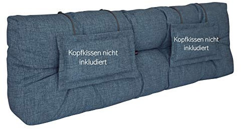 LILENO HOME Palettenkissen Set Jeans - Rückenkissen 120x40x20 cm - Polster für Europaletten - Palettenkissen Outdoor als Sitzkissen für Palettenmöbel