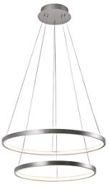 LeuchtenDirekt LED Pendelleuchte CIRCLE, silber, 1xLED-Board/23 Watt/3000K+1xLED-Board/18 Watt/3000K, Innenleuchte, IP20, Durchmesser 50cm, filigran, 11525-21