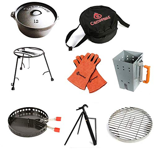 CampMaid 8-Piece Dutch Oven Set With 12 Dutch Oven Without Legs & All Tools