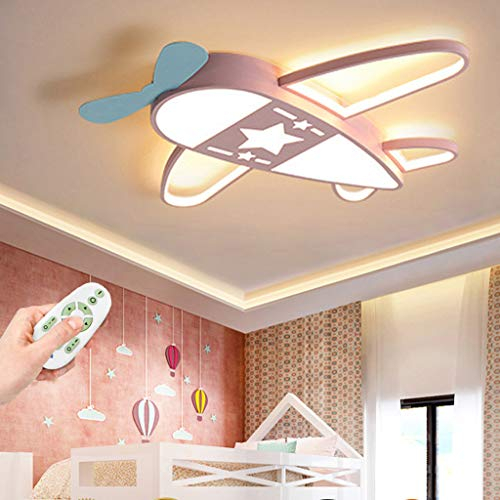 Lampe Pour Enfants LED Plafonnier Créatif Dessin Animé Avion Chambre Des Lampe De Plafond Dimmable Lustre Éclairage Moderne Garçons Filles D'enfants Chambre D'enfants Lumière Décoratif,Rose,76cm
