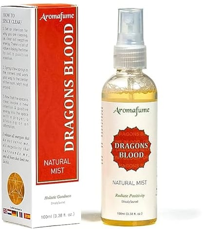 Dragons Blood Natural Resin Mist Spray by Aromafume | 100 ml / 3.3oz | Ideal for spirituality & rituals | Made with Dragons Blood Resin from Socotra | Non-alcoholic, non-toxic & vegan
