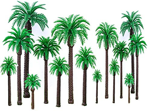 20 Stücke Palme Modell Mini Landschaft Kunststoff Herstellung für Landschaft Modell Kuchen Dekoration Grün
