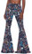 Nuofengkudu Damen Schlaghose Hochbund Push up Stretch Bequeme Lange Schlag Hosen Weite Leggins Tights Freizeit Einfarbig Haushose Yogahose Classic Flared Pants Pyjamahose(Blau Floral,L)
