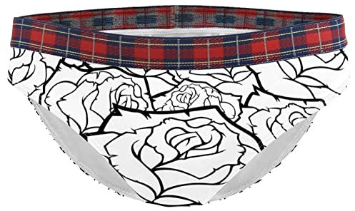 Black White Rose Women's Bikini Panties