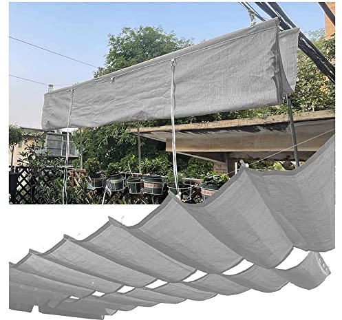 XXIOJUN Versenkbares Sonnensegel - Schiebbares, Hängendes Wellensegel - Pergola, Markise, Terrasse, Hinterhof, Wellenschatten - Individuelle Größe (Farbe : Anthracite, Größe : 1.2x7m)
