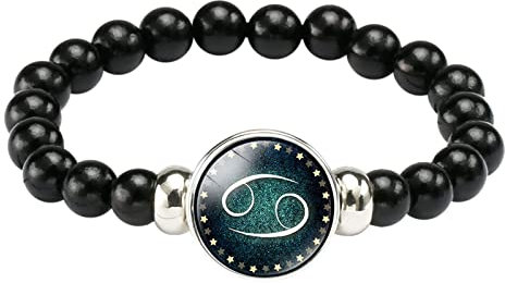 Punkkette Herzen Damen Modeschmuck 12 Zodiac Constellation Armbänder Kristallglas Punk Rock Schmuck Armband Schmuck Geschenk für Frauen Mädchen Männer Charm- Mädchen Armband Armkettchen (I, One Size)