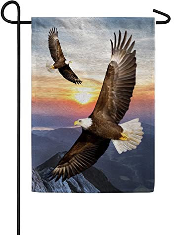 Yard Sign Langlebig Dekorative Fahnen Verblassen Beständig Hofflagge Décor Für Porch Lawn Bauernhof Hochfliegender Weißkopfseeadler-Sommer - Sonnenuntergang-Fliegen-Vogel-Duo - Amerikanischer Adler