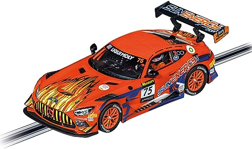Carrera Evolution - 20027737 I Mercedes AMG GT3 Evo Sunenergy Racing No.75 I Maßstab 1:32 I Slotcar Racing mit Front& Rücklichtern I Geschenk für Motorsportfans